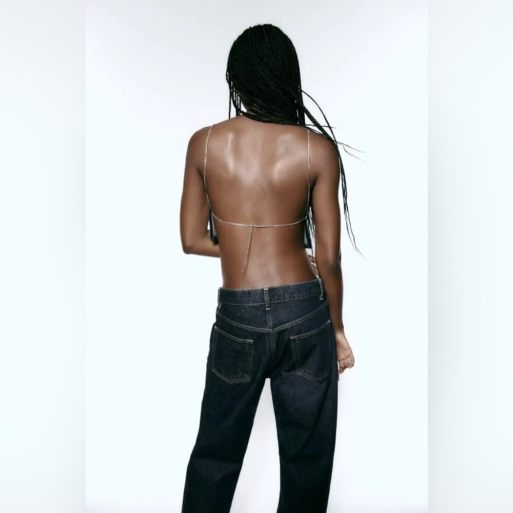 Zara Rhinestones Strap Crop Top - Picture 5 of 16
